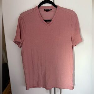 Michael Kors Men's Pink V-Neck Short Sleeve Tee